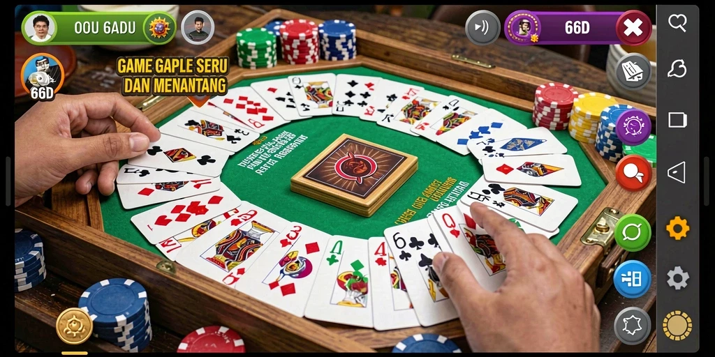 Tampilan gameplay Gaple yang seru dan menarik di 66D.