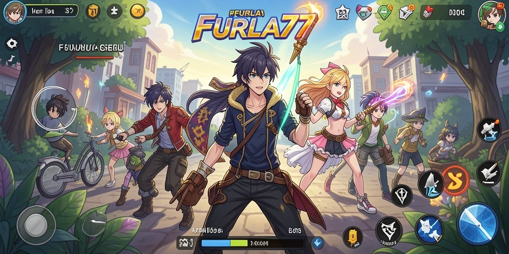 Tampilan gameplay menarik di FURLA77 dengan karakter anime.