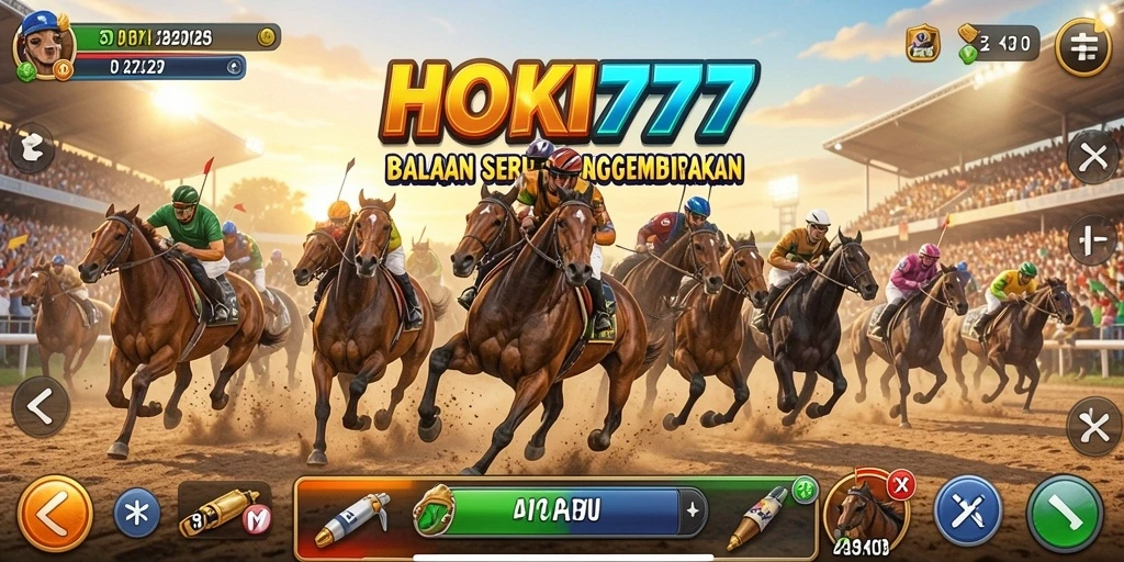 Tampilan gameplay HOKI777 yang penuh aksi balapan.