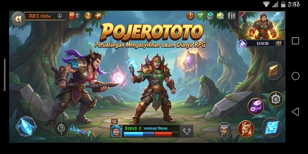 Tampilan gameplay seru dalam POJEROTOTO yang penuh aksi RPG.