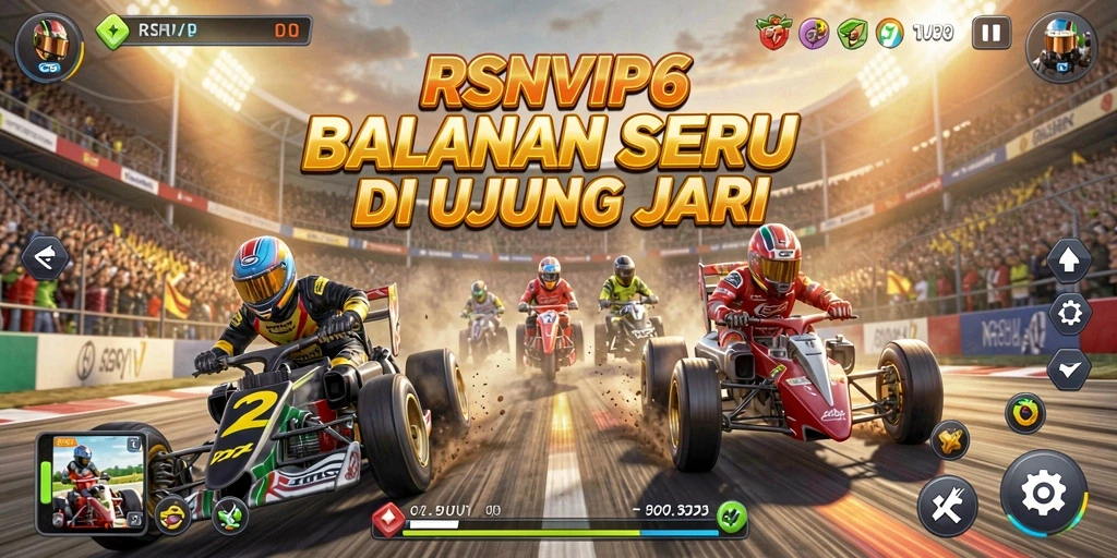 Screenshot gameplay RSNVIP6 yang menegangkan saat balapan.