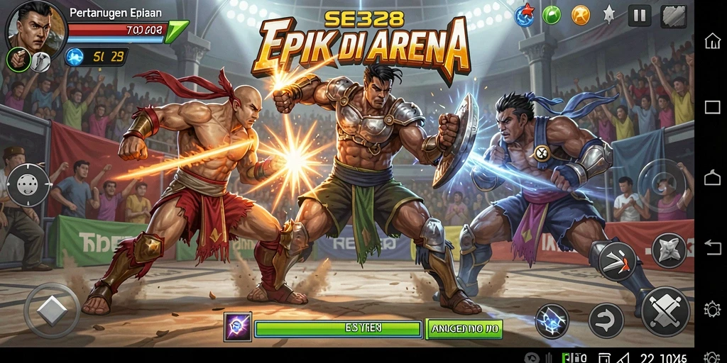 Tampilan screenshot SE328 menampilkan aksi pertarungan yang mendebarkan di arena.