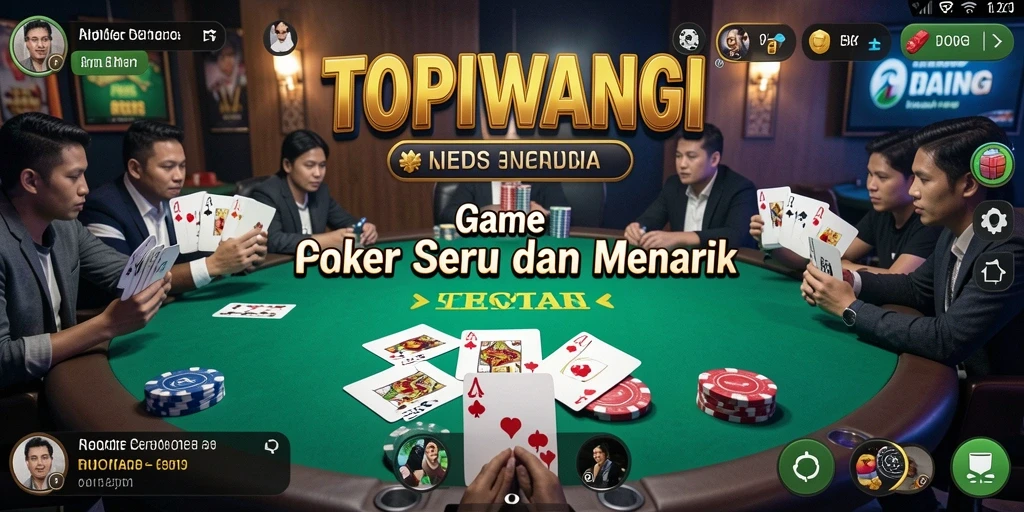 Tampilan gameplay seru TOPIWANGI dengan suasana poker yang mendebarkan.