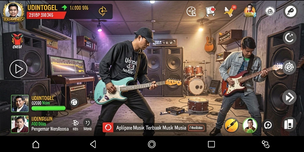 Screenshot UDINTOGEL menampilkan tampilan antarmuka aplikasi musik yang menarik.