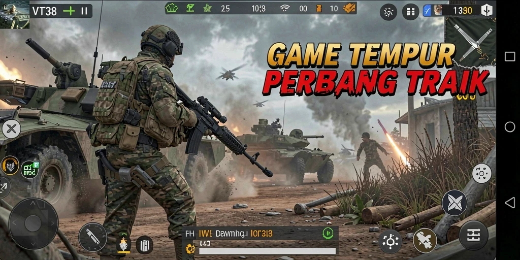 Screenshot permainan yang menunjukkan aksi seru di VT38.