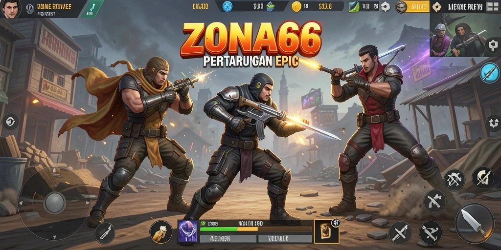 Tampilan seru pertarungan di ZONA66 dengan taktik Battle Royale.